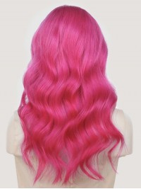 Parrucca Di Capelli Umani Rosa Senza Cappuccio Con Riga Centrale Lunga