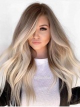 Bellissime Parrucche Ondulate Da 22" Senza Cappuccio In Capelli Umani Al 100%