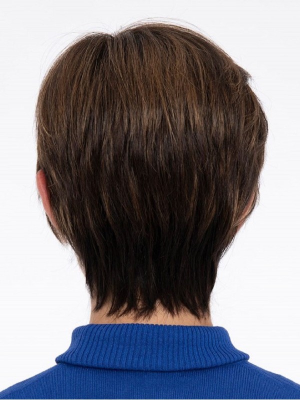 Parrucca Stile Parrucche Corte Per Capelli Umani Diritte Senza Cappuccio Pixie