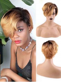Parrucche Pixie Cut Parrucche Corte Per Capelli Umani Con Pizzo Dritto