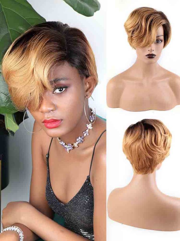 Parrucche Pixie Cut Parrucche Corte Per Capelli Umani Con Pizzo Dritto