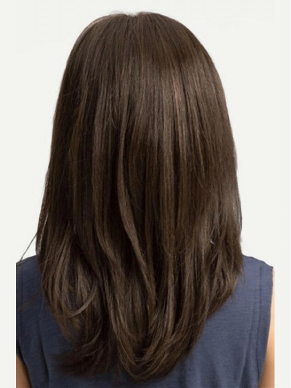 Parrucche Diritte Per Capelli Umani In Pizzo Pieno Da 16" Con Frangia
