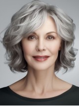 Parrucche Da Donna Anziana Senza Cappuccio Ondulate Sciolte Alla Moda