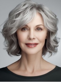 Parrucche Da Donna Anziana Senza Cappuccio Ondulate Sciolte Alla Moda