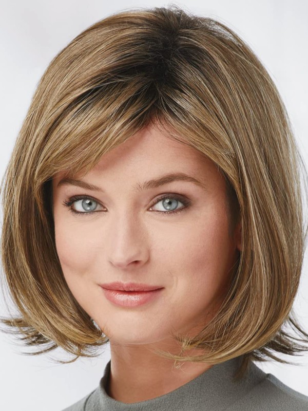 Parrucche Di Capelli Umani Castani Bob Lisci Di Media Lunghezza