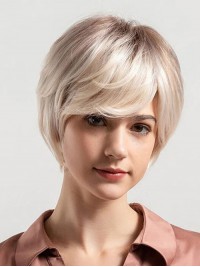 Parrucche Di Capelli Umani Dritte Da 8" Con Frangia