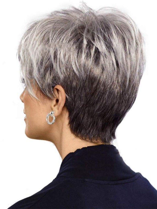 Elegante parrucca Grigia Senza Cappuccio Con Taglio Pixie
