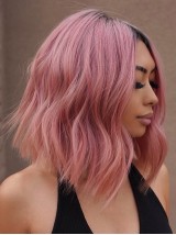 Capelli Umani Con Parrucca Rosa Piena In Pizzo Con Riga Centrale