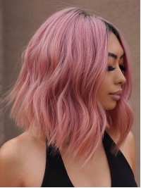 Capelli Umani Con Parrucca Rosa Piena In Pizzo Con Riga Centrale
