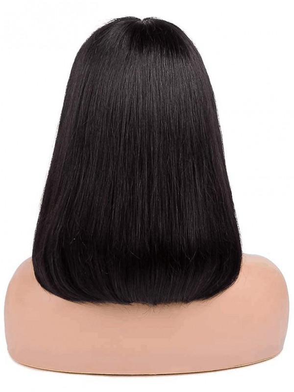 Parrucche Di Capelli Umani Corti Di Colore Naturale Con Frangia Per Donne Nere