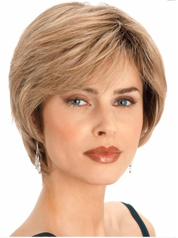 Parrucche Corte Classiche Bionde Lisce Per Capelli Umani