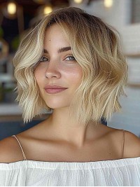 Parrucche Di Capelli Umani Personalizzate Con Pizzo Frontale Da 10" Di Bobs Blonde