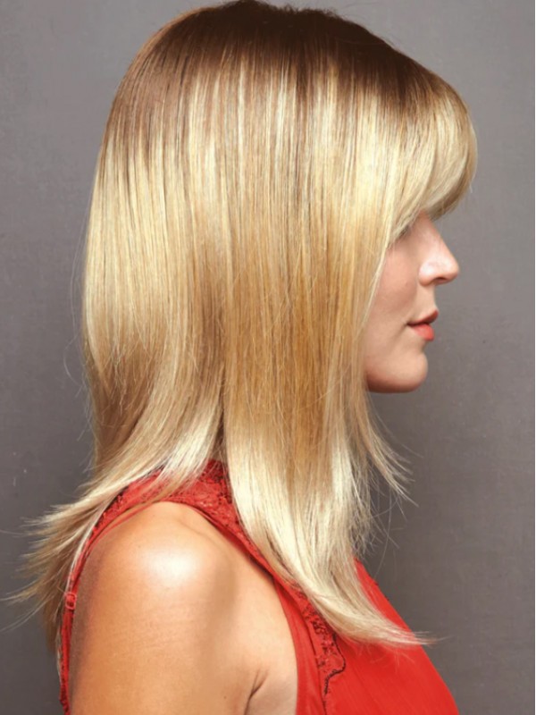 Parrucche Da Donna Lunghe Bionde 100% Capelli Umani Con Frangia