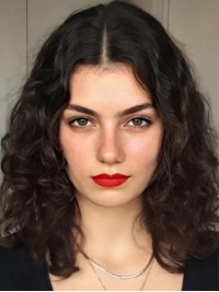 Parrucche Frontali In Pizzo Con Capelli Umani Castano Scuro Ricci Da 14"