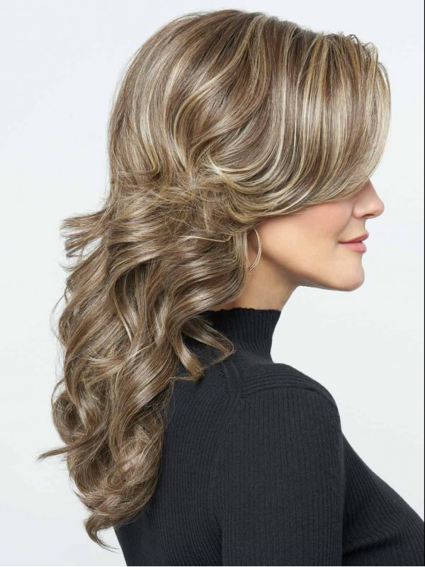 Parrucche Frontali In Pizzo Con Capelli Umani Ondulati E Stratificati Lunghe E Glamour Da 22"