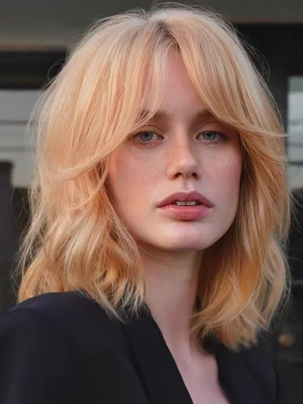 Parrucca Liscia Con Frangia Lunghezza Mento 12" Ombre/2 Toni Capelli Umani