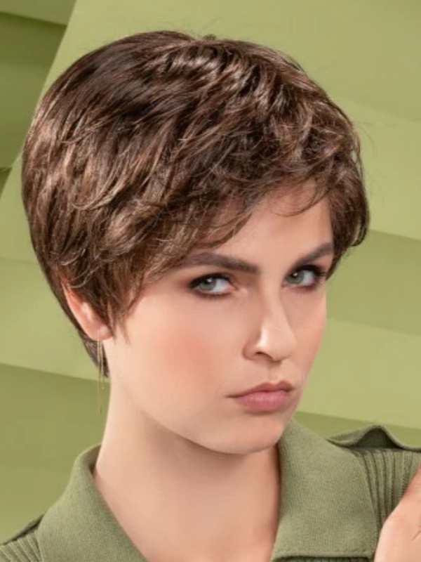 Parrucche Corte Da 6" Senza Cappuccio Per Capelli Umani Lisci Ed Eleganti