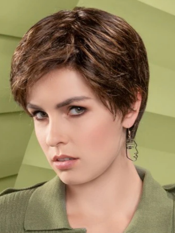 Parrucche Corte Da 6" Senza Cappuccio Per Capelli Umani Lisci Ed Eleganti