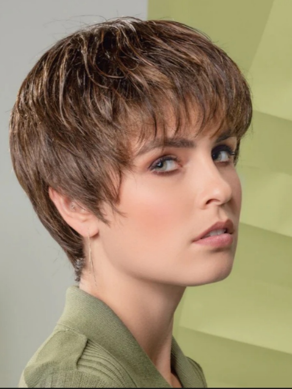 Parrucche Corte Da 6" Senza Cappuccio Per Capelli Umani Lisci Ed Eleganti