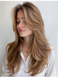 Parrucche Eleganti Senza Cappuccio In Capelli Umani Lisci A Strati Da 20"