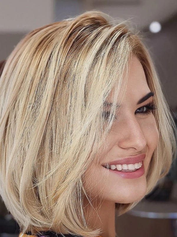Parrucche Bionde Bob Con Capelli Umani Remy Lunghezza 12" E Lisce
