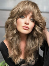 Parrucche Frontali In Pizzo Con Frangia Lunghe 16" In Capelli Umani Remy Ondulati