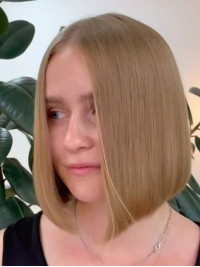 Parrucca Bionda Con Capelli Umani Remy 10" Di Lunghezza Con Pizzo Frontale Dritto