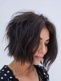 Parrucche Di Capelli Veri Corte Senza Cappuccio A Strati Nere Da 10"