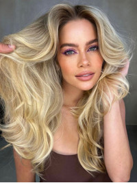 Parrucca Lunga Bionda A Strati Senza Cappuccio Per Donna Parrucca Di Capelli Umani