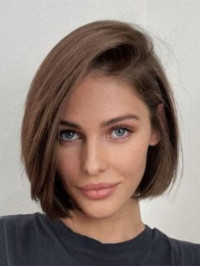 Parrucca Bob Castana 10" In Capelli Umani Remy Lisci