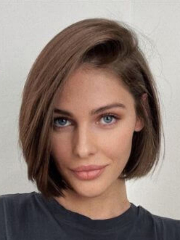 Parrucca Bob Castana 10" In Capelli Umani Remy Lisci