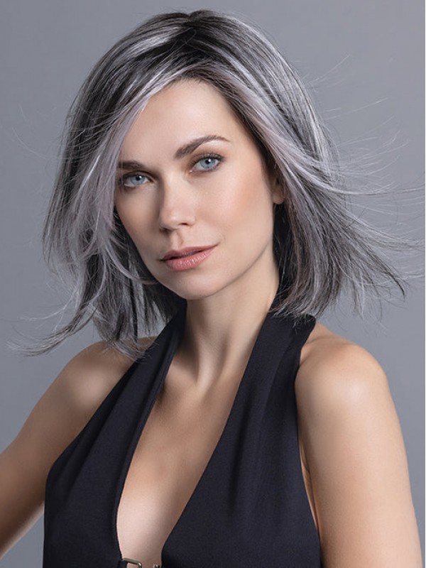 Parrucche Frontali In Pizzo Bob Dritto Grigio