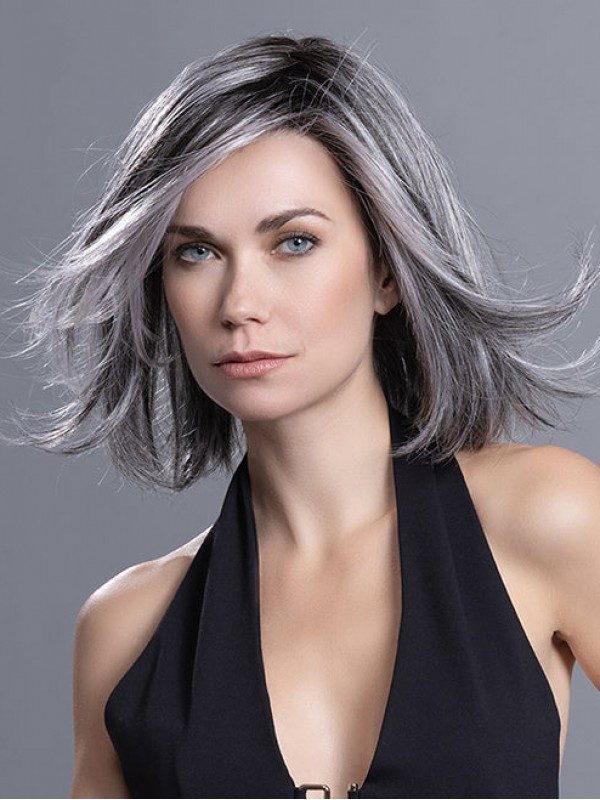 Parrucche Frontali In Pizzo Bob Dritto Grigio