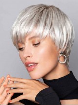 Parrucche Grigie Dritte Senza Cappuccio Per Capelli Corti Da 6 "