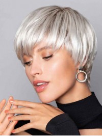 Parrucche Grigie Dritte Senza Cappuccio Per Capelli Corti Da 6 "
