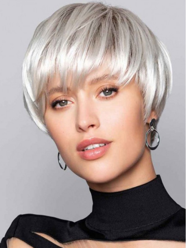 Parrucche Grigie Dritte Senza Cappuccio Per Capelli Corti Da 6 "