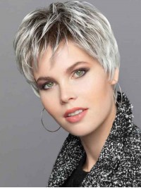 Parrucche Senza Cappuccio Da Donna Boycuts Parrucche Sintetiche Dritte Grigie Da 6 Pollici