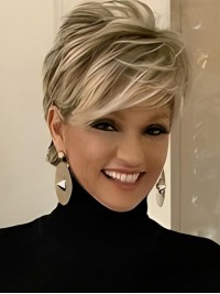 Parrucche Sintetiche Bionde Miste Marroni A Strati Corti Di Pixie