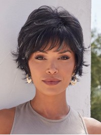 Parrucca Corta Ondulata Boycuts Senza Cappuccio Parrucche Sintetiche Da 6 "