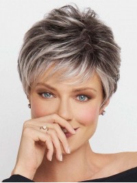 Parrucche Sintetiche Alla Moda Da 6" In Pizzo Grigio Pixie