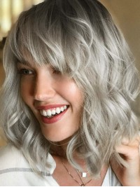 Parrucche Sintetiche Senza Cappuccio Sintetiche Grigie Naturali Da 12"