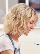 Parrucche Da Donna Con Frangia Parrucche Bionde Ondulate Al Mento Bobs