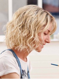 Parrucche Da Donna Con Frangia Parrucche Bionde Ondulate Al Mento Bobs