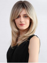 Parrucche Bionde Con Frangia Da Donna 16" Parrucche Sintetiche