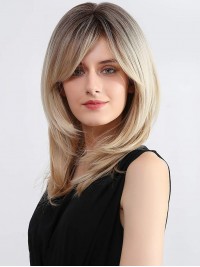 Parrucche Bionde Con Frangia Da Donna 16" Parrucche Sintetiche