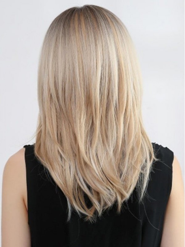 Parrucche Bionde Con Frangia Da Donna 16" Parrucche Sintetiche