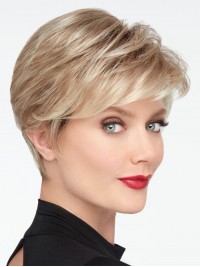 Parrucche Sintetiche Corte Ed Eleganti Da 6" Con Pizzo Frontale Biondo