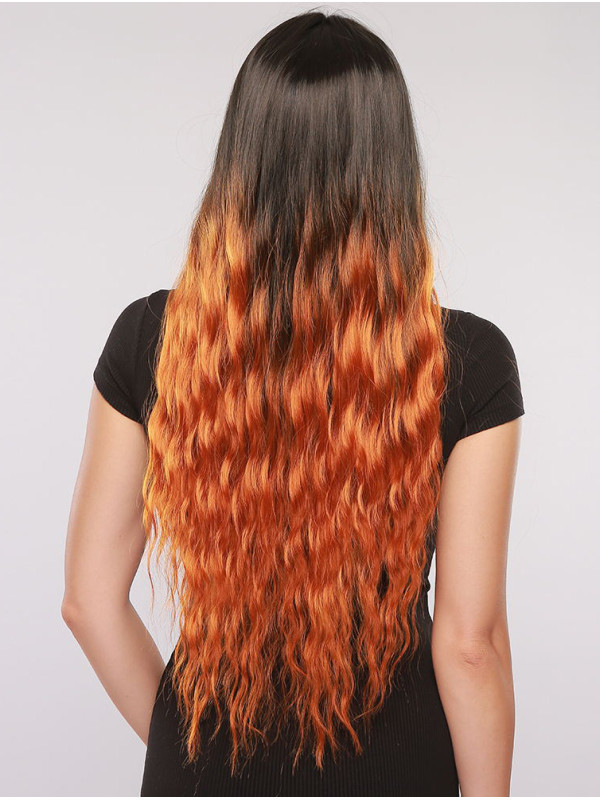 Parrucche Sintetiche Con Riga Centrale Da 26" E Onda Naturale Ombré
