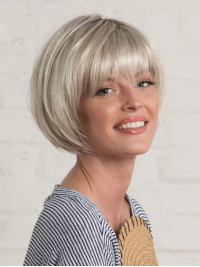 Parrucca Sintetica Senza Cappuccio Corta Bobs E Dritta Con Frangia