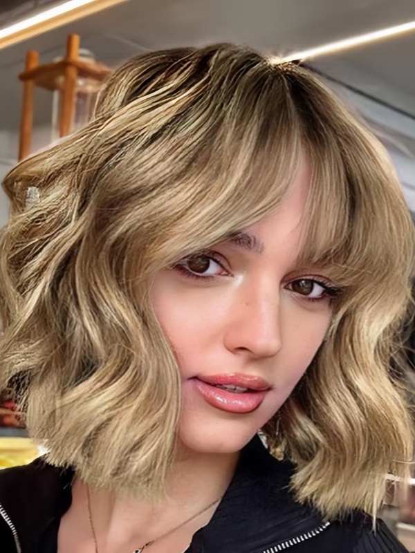 Bobs Ondulati Ombre 12" Senza Cappuccio Parrucche Sintetiche